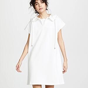 See By Chloe Cream Crystal White Hooded Cap Sleeve Mini Shift Dress Womens Large